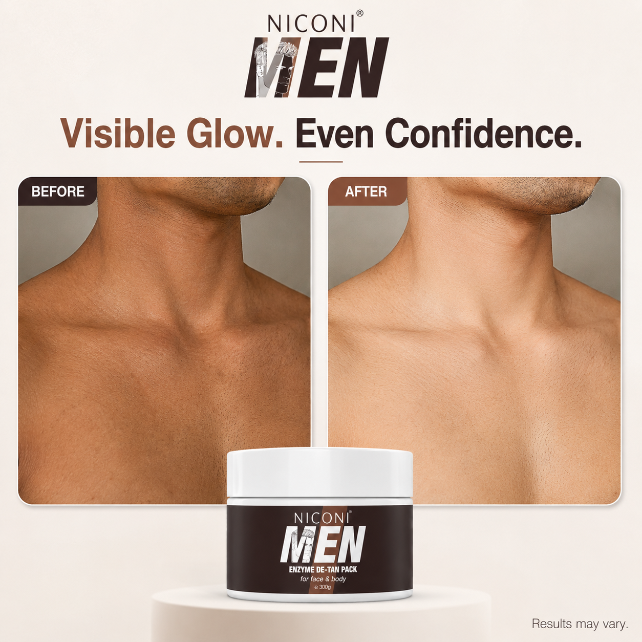 Niconi Men Enzyme De-Tan Pack For Face & Body (300g)