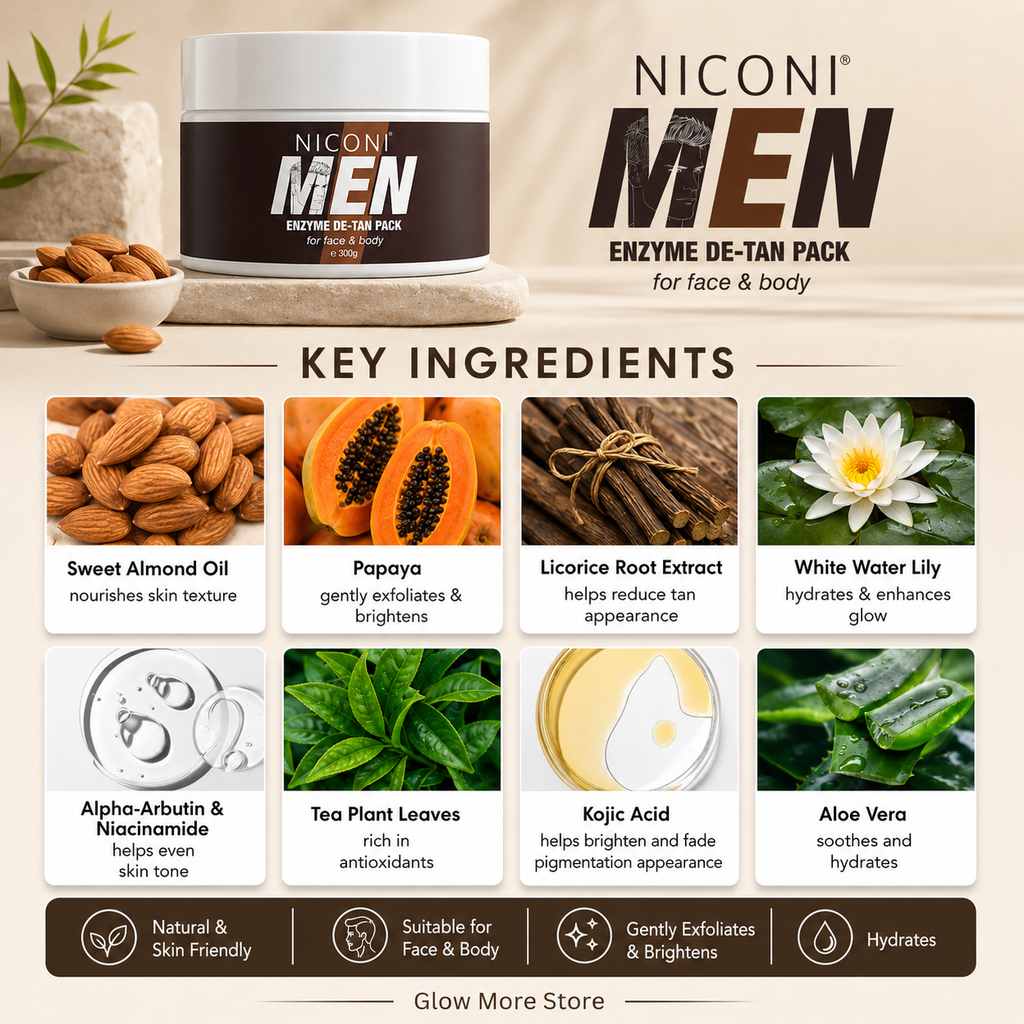 Niconi Men Enzyme De-Tan Pack For Face & Body (300g)